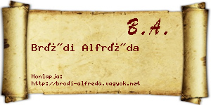 Bródi Alfréda névjegykártya